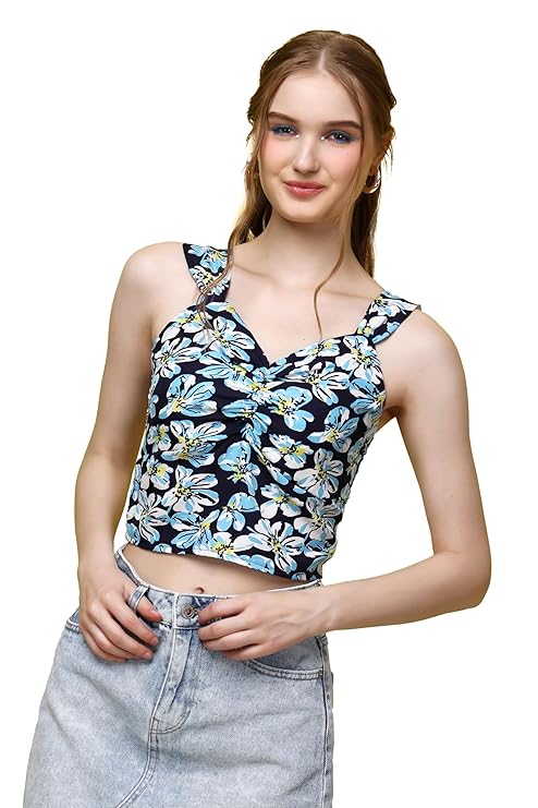 Print Strap Crop Top