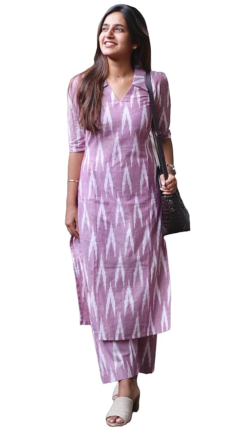 Cotton Ikat Print Kurta Set