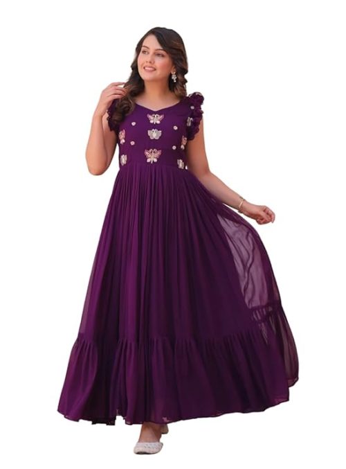 Georgette Long Full Flair Gown