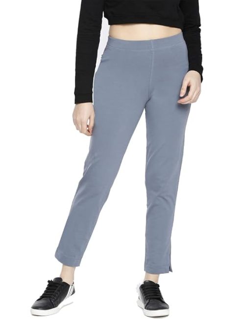 Straight Fit Solid Cigarette Trousers