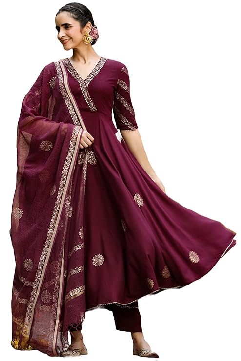 Wine Anarkali Kurta
